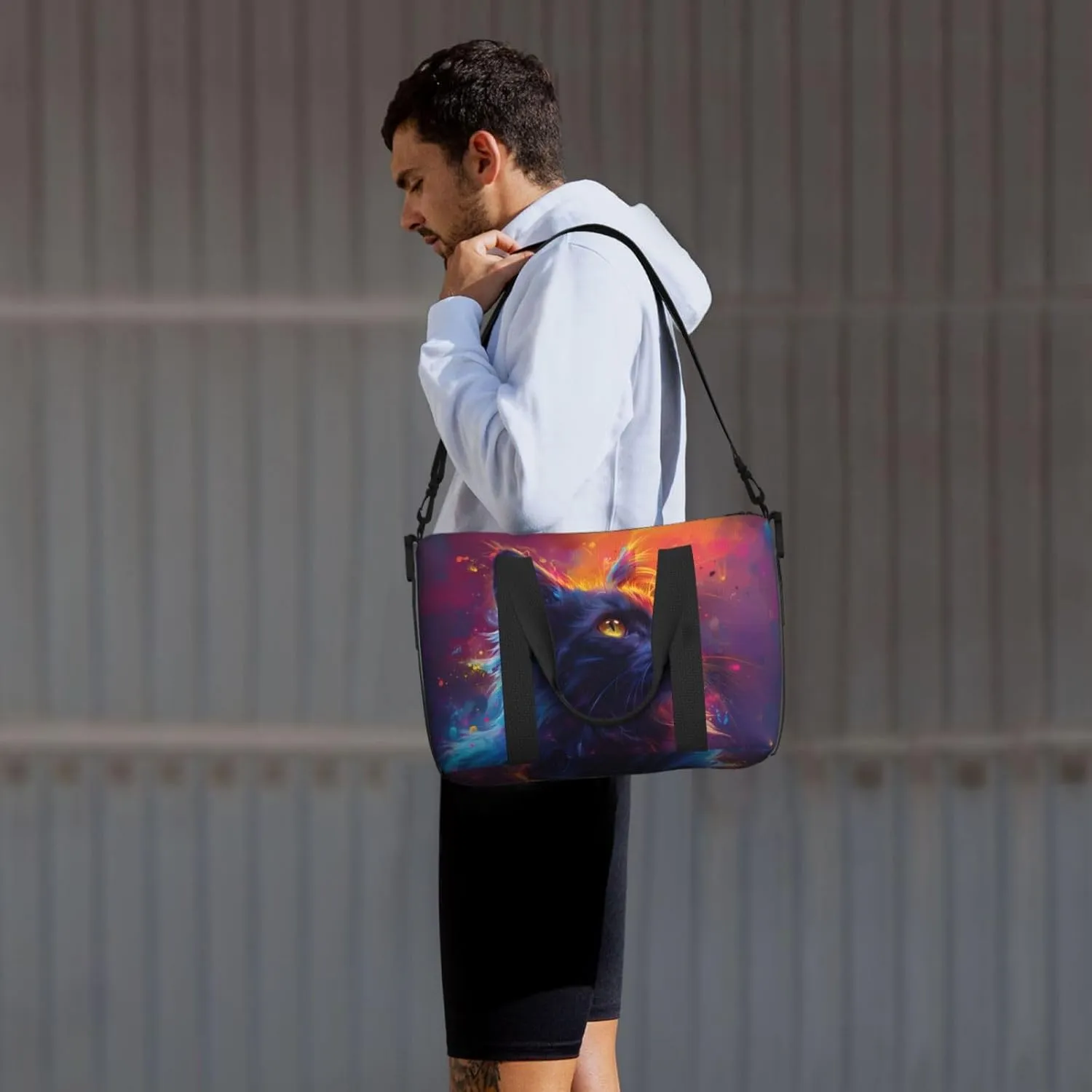 cute cat print Travel Duffel Bag, Sports Tote Gym Bag, Swim Pool Bag Large Shoulder Tote Bag for Beach Weekender, 202-406-121