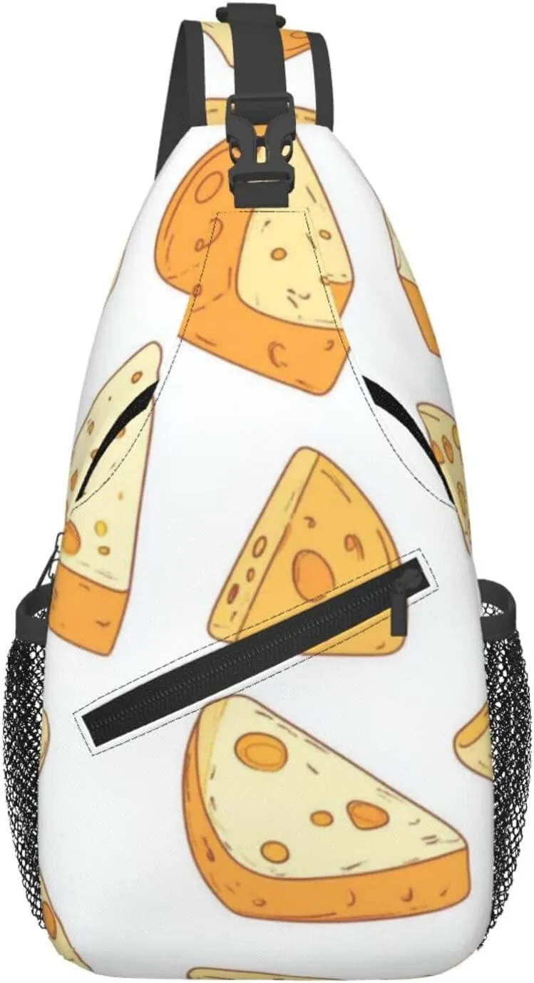 Cute Cheese Pattern Sling Bag Cross Body Bag Shoulder Bag Fanny Pack Travel Hiking Daypack For Women Men