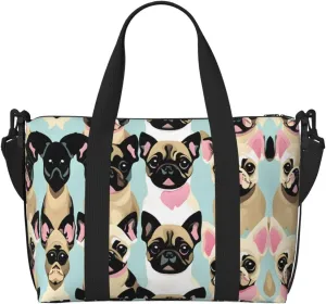 Cute Chihuahua Pug Duffel Bags for Traveling - Lightweight Personal Item Travel Bags for Women, Gym Bags for Men