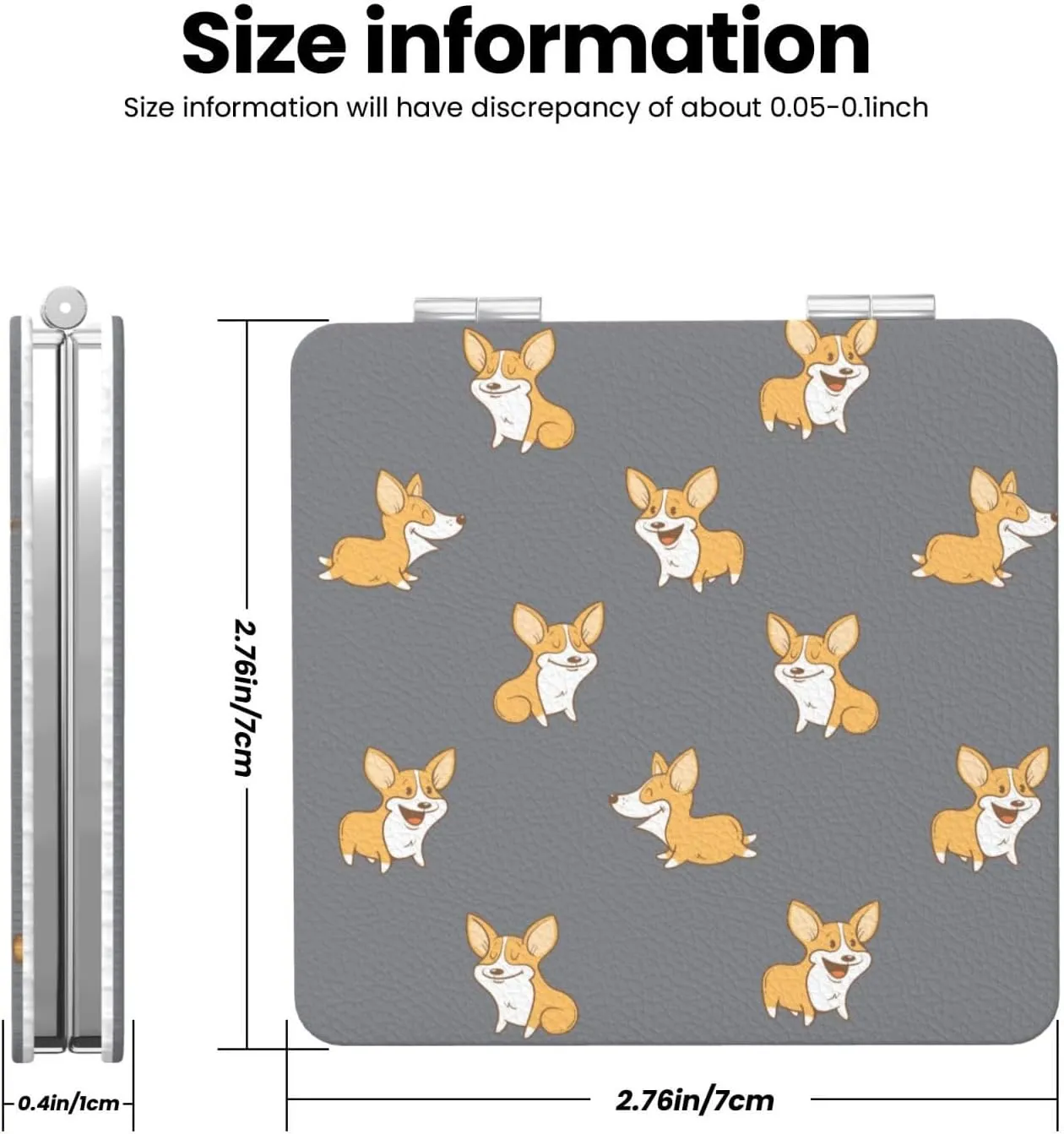 Cute Corgi Dogs Puppy Women Small Pocket Makeup Mirror Compact Portable Folding Handheld Makeup Mirror