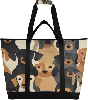 Cute Dogs Reusable Insulated Lunchbox Cooler Bag, Leakproof Kitchen Grocery Bag Collapsible Portable Cooler Tote Bag for Picnic, Camping, Office, Travel