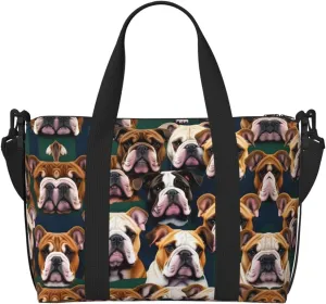 cute english bulldog print Travel Duffel Bag,workout duffel bag, overnight shoulder Bag,Weekender Bag for Women Men