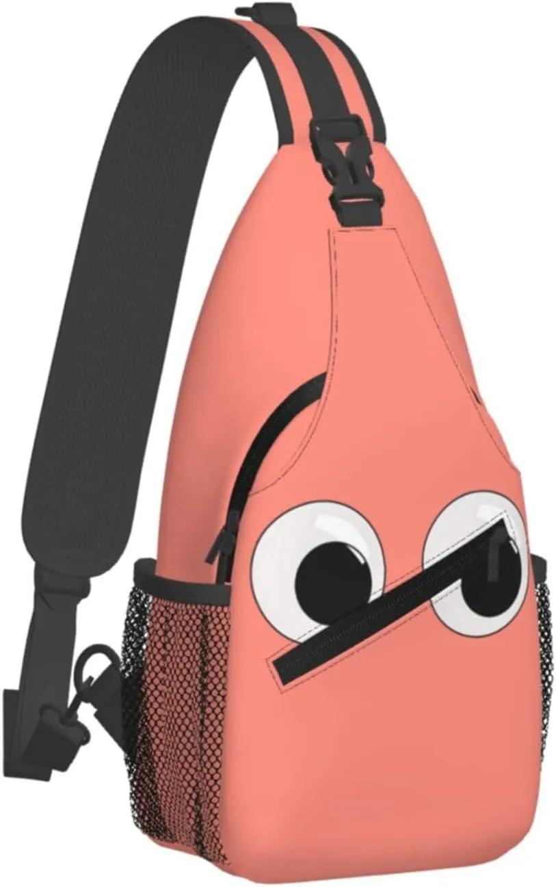 Cute Funny Cartoon Sketch Eyes Crossbody Bag Cross Chest Bag Adjustable Sling Backpack Sports Gym Shoulder Bags Travel Cycling Daypack Diagonally Casual Rucksack
