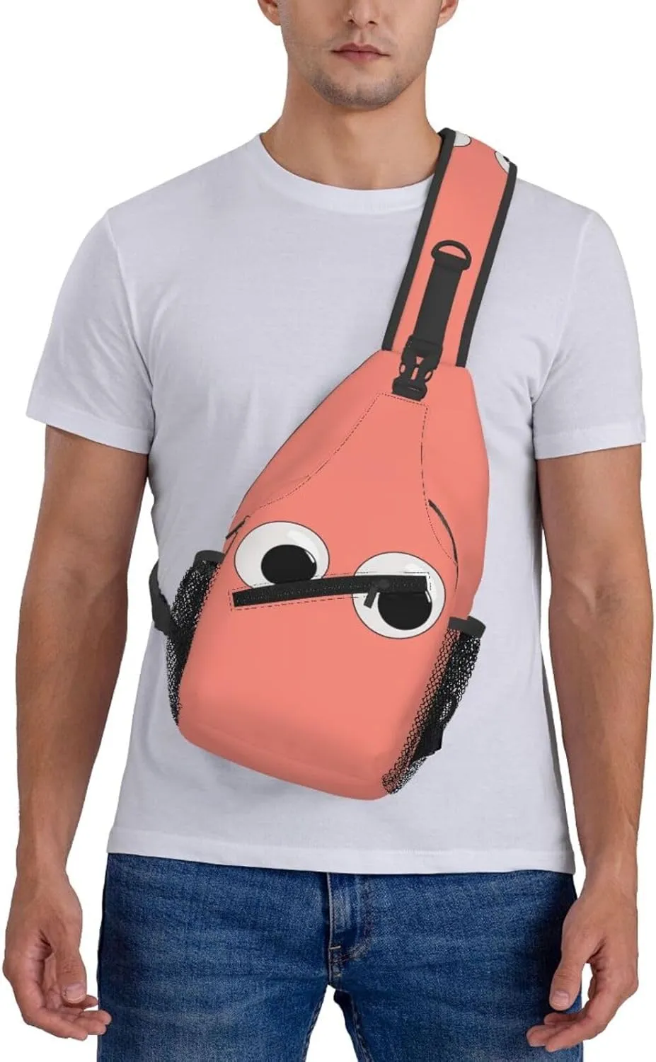 Cute Funny Cartoon Sketch Eyes Crossbody Bag Cross Chest Bag Adjustable Sling Backpack Sports Gym Shoulder Bags Travel Cycling Daypack Diagonally Casual Rucksack