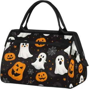Cute Halloween Ghosts Pumpkins Weekender Overnight Bag for Women Waterproof Carry On Travel Duffle Bags with Pocket Lightweight Sports Gym Tote Bag Large Luggage Workout Personal Item Hospital Bags