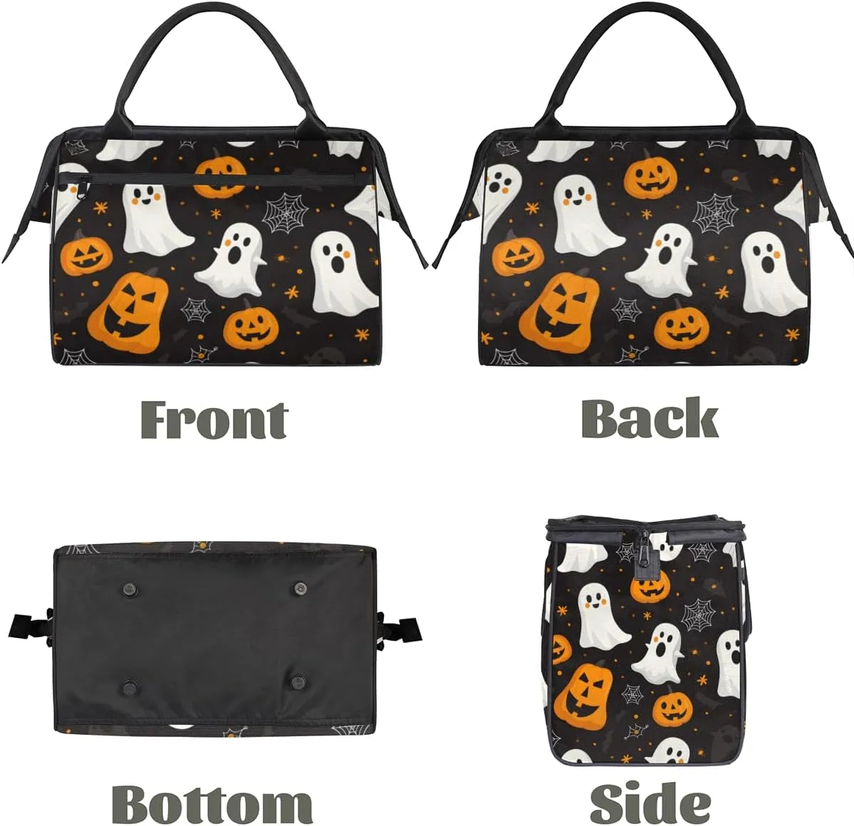 Cute Halloween Ghosts Pumpkins Weekender Overnight Bag for Women Waterproof Carry On Travel Duffle Bags with Pocket Lightweight Sports Gym Tote Bag Large Luggage Workout Personal Item Hospital Bags