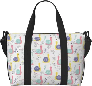 Cute Hand Painted Snail Travel Duffle Bag For Women Men Weekender Overnight Bag Gym Bag For Women, Carry On Airport Bag, Travel Tote Bag With Strap For Gym Travel Business Trips