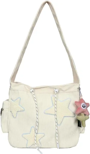 Cute Kawaii Messenger Bag Canvas Crossbody Bag Aesthetic Shoulder Bag for Women Men Flap Messenger Bag