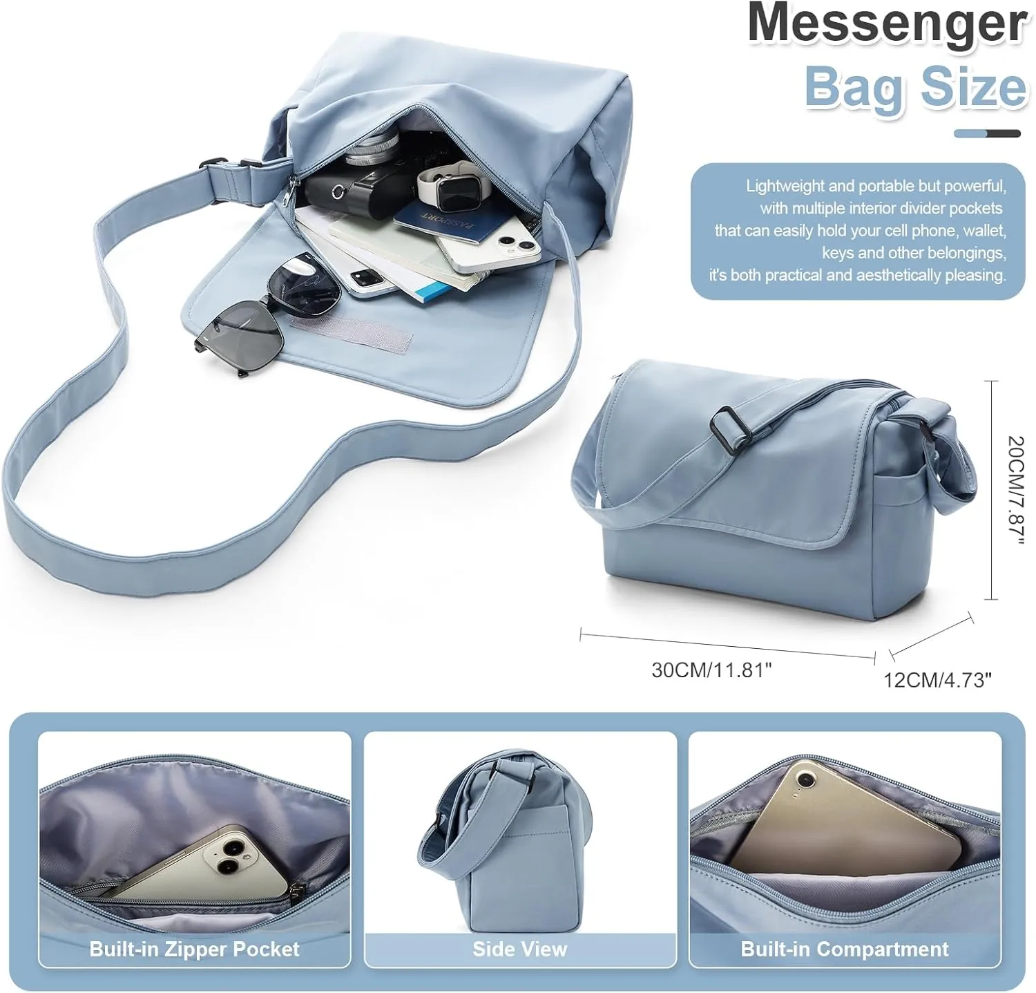 Cute Messenger Shoulder Crossbody Bag for Women,Lightweight Waterproof Travel Work Tote Satchel