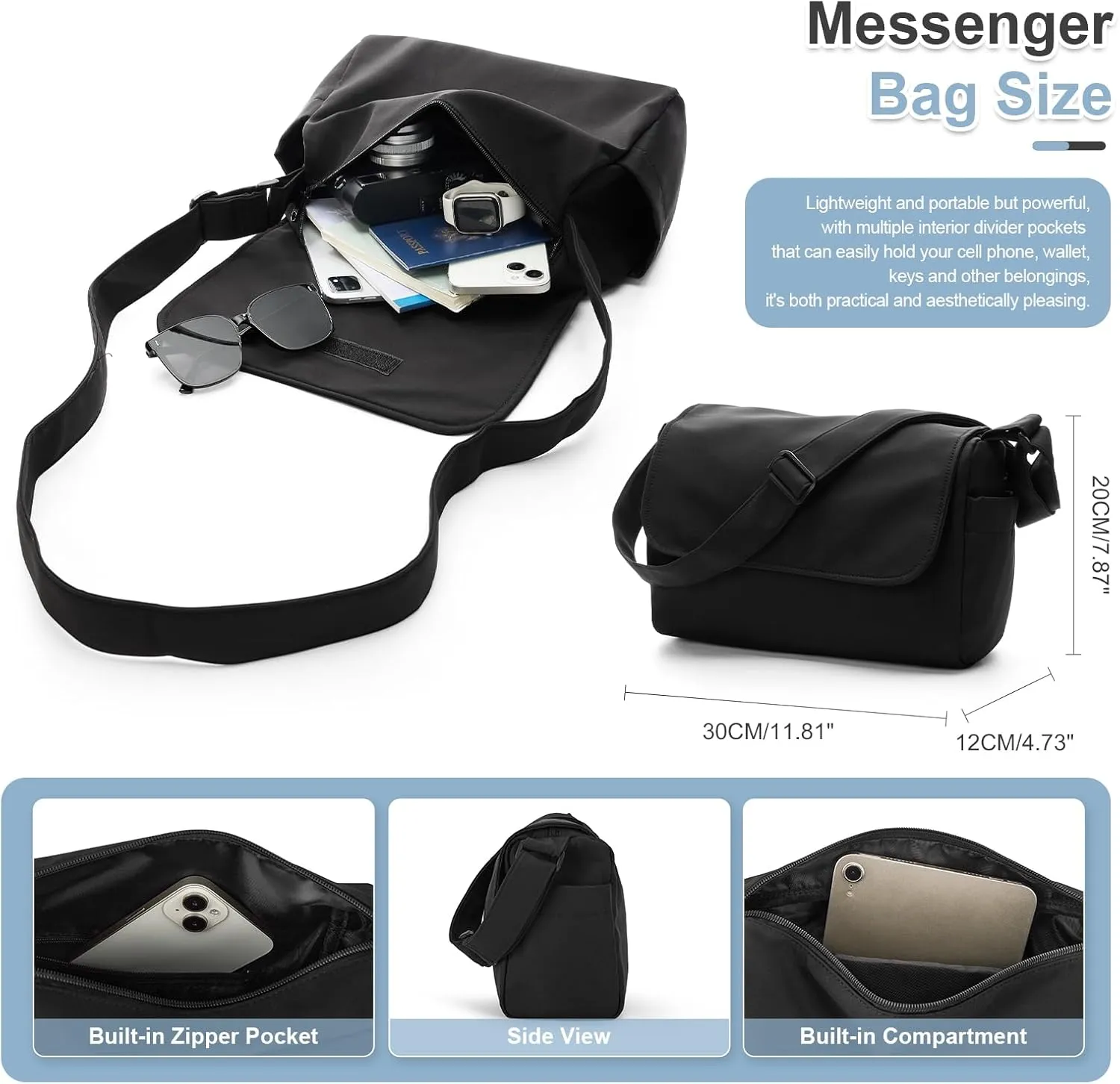 Cute Messenger Shoulder Crossbody Bag for Women,Lightweight Waterproof Travel Work Tote Satchel