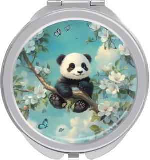 Cute Panda Bear Compact Makeup Mirror Mini Foldable Cosmetic Mirror Portable Travel Mirror for Purse Pocket