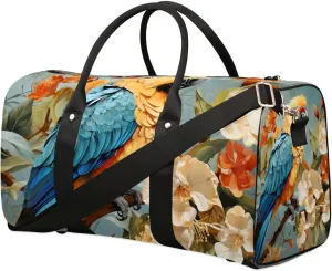 Cute Parrot Travel Duffel Bag for Women Men Waterproof Foldable Overnight Weekender Bag Large Capacity Sports Gym Bag