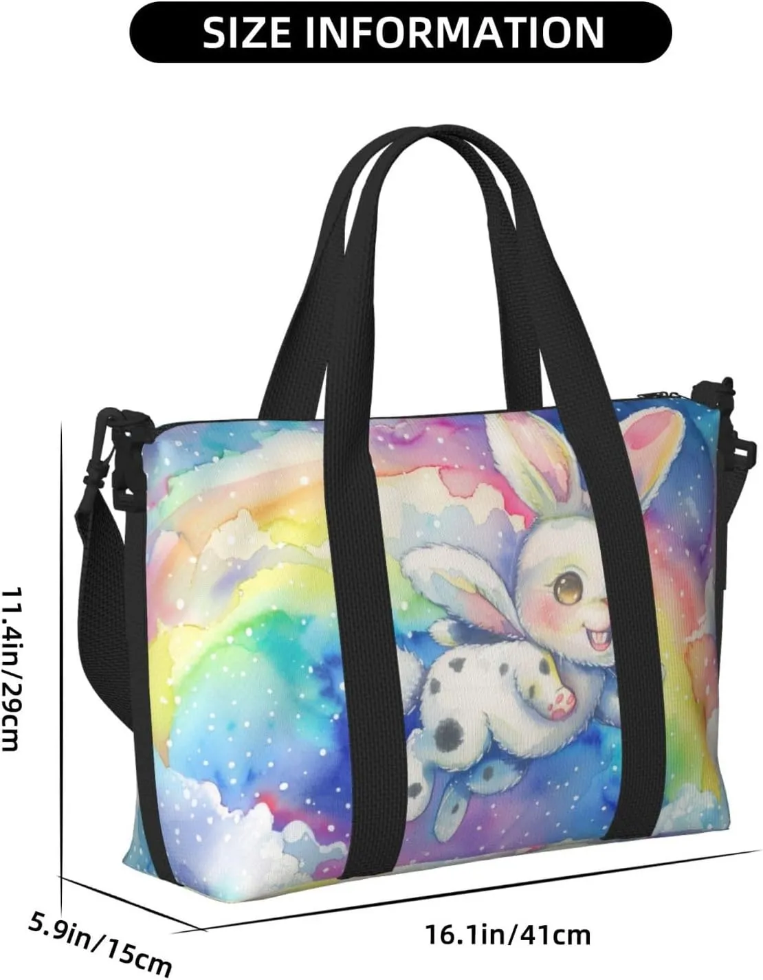 cute rabbit print Travel Duffel Bag, Sports Tote Gym Bag, Swim Pool Bag Large Shoulder Tote Bag for Beach Weekender