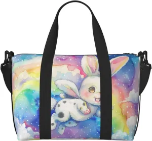 cute rabbit print Travel Duffel Bag, Sports Tote Gym Bag, Swim Pool Bag Large Shoulder Tote Bag for Beach Weekender