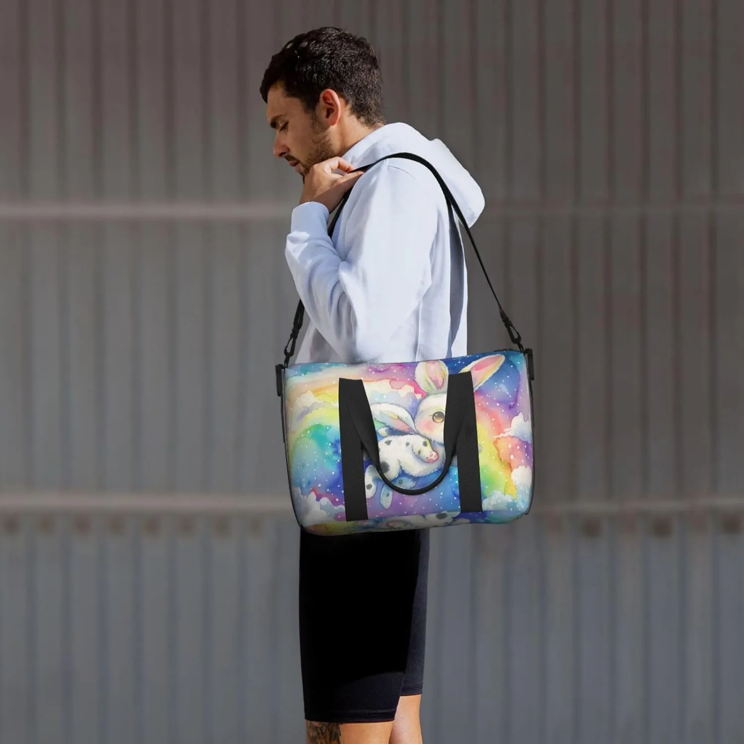 cute rabbit print Travel Duffel Bag, Sports Tote Gym Bag, Swim Pool Bag Large Shoulder Tote Bag for Beach Weekender
