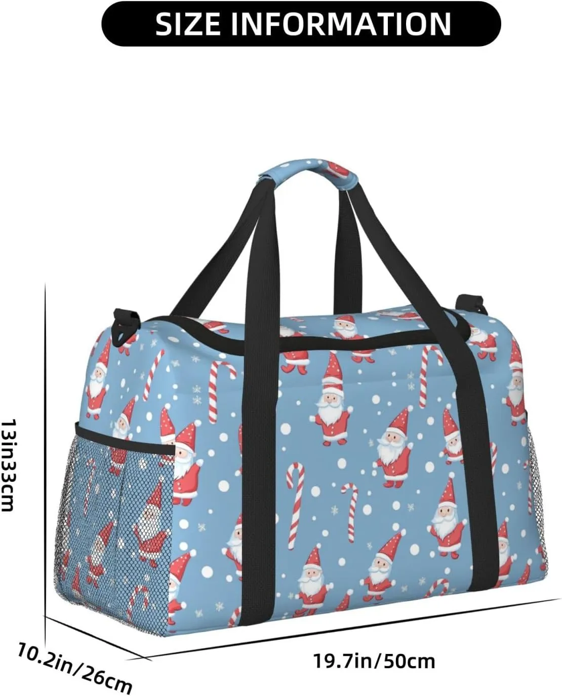 Cute Santa Claus Travel Weekender Overnight Bags Foldable Hand Travel Bag Sport Gym Duffel Bag For Men Women