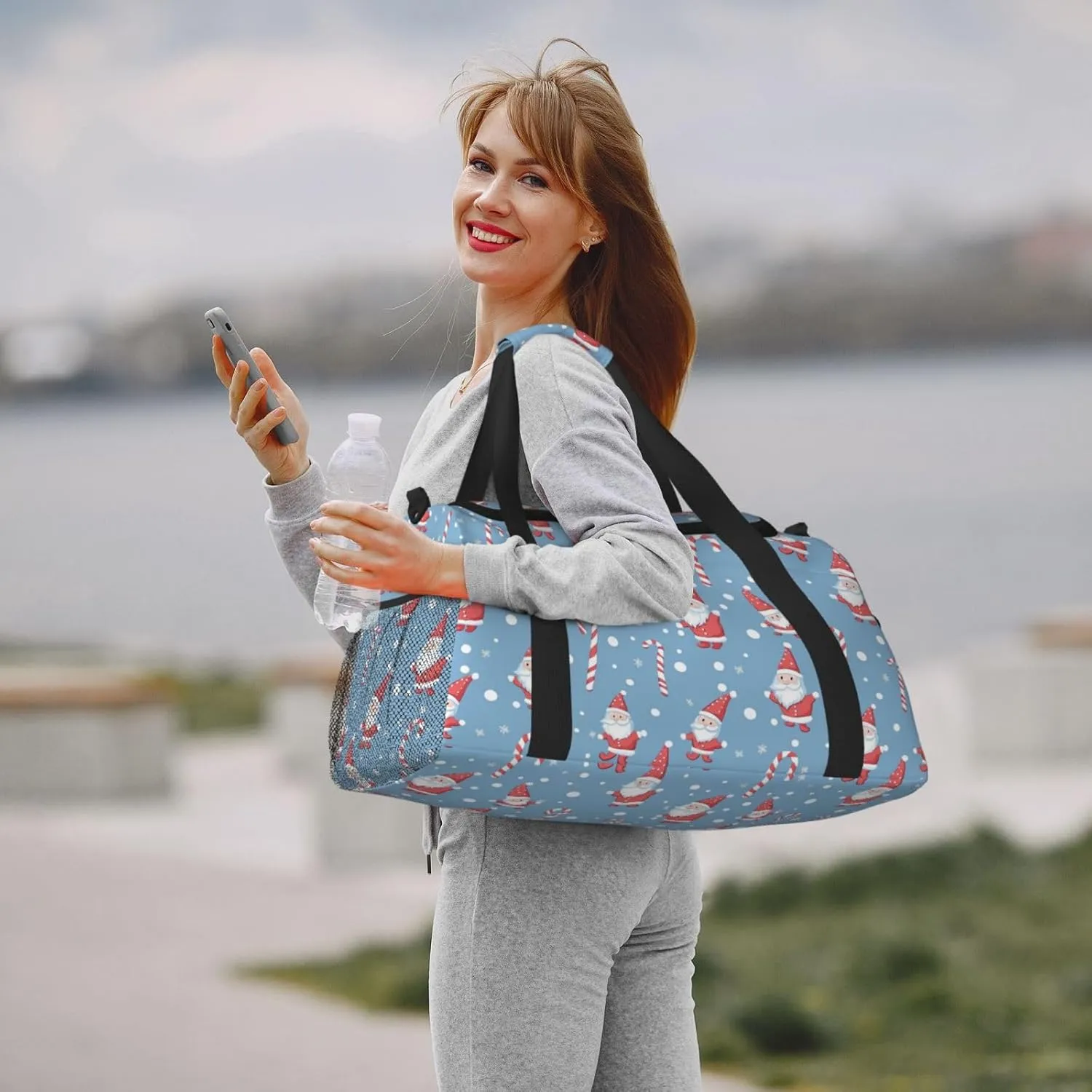 Cute Santa Claus Travel Weekender Overnight Bags Foldable Hand Travel Bag Sport Gym Duffel Bag For Men Women