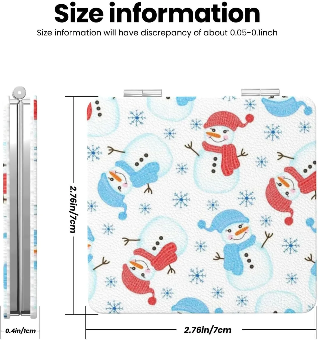 Cute Snowman Snowflake Mini Makeup Mirror Portable Pocket Cosmetic Mirror Folding Compact Mirror