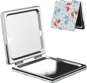 Cute Snowman Snowflake Mini Makeup Mirror Portable Pocket Cosmetic Mirror Folding Compact Mirror