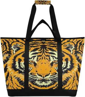 Cute Tigers Reusable Insulated Lunchbox Cooler Bag, Leakproof Kitchen Grocery Bag Collapsible Portable Cooler Tote Bag for Picnic, Camping, Office, Travel