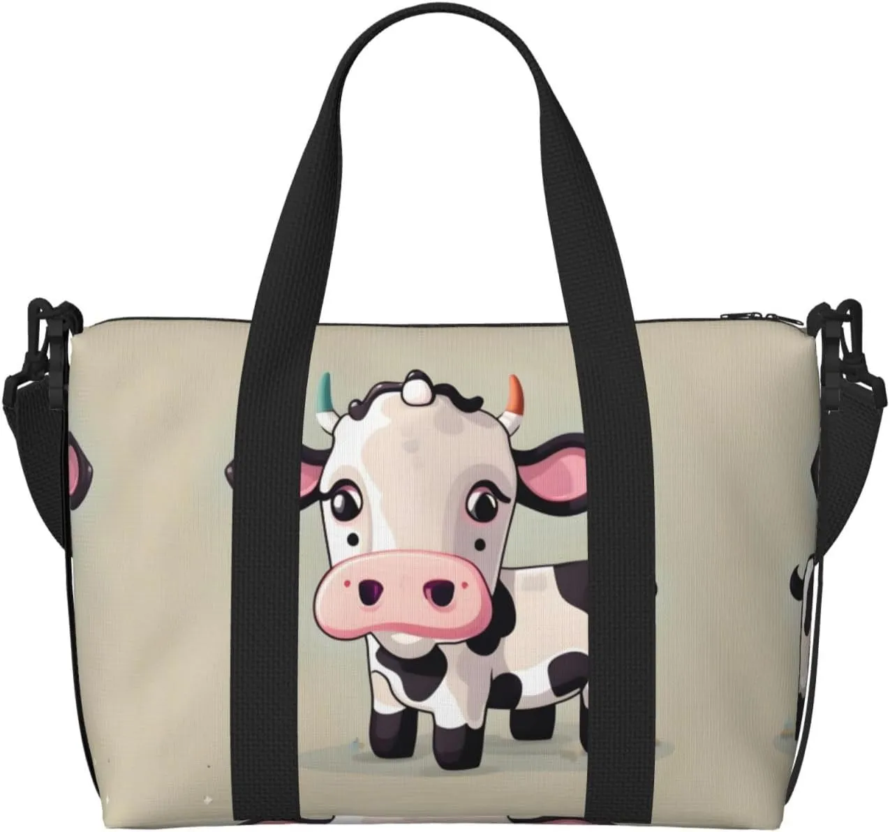 Cute White Cow Print Versatile Gym Sports Bag,Companion For Your Journeys And Fitness Routines