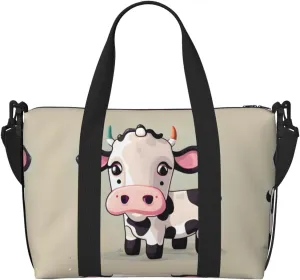 Cute White Cow Print Versatile Gym Sports Bag,Companion For Your Journeys And Fitness Routines