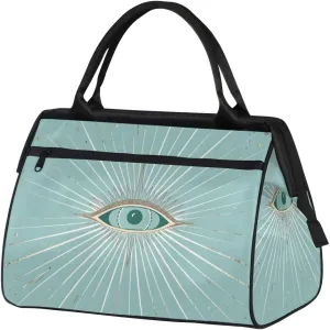 Cyan Abstract Devil Eye Weekender Overnight Bag for Women Waterproof Carry On Travel Duffle Bags with Pocket Lightweight Sports Gym Tote Bag Large Luggage Workout Personal Item Hospital Bags