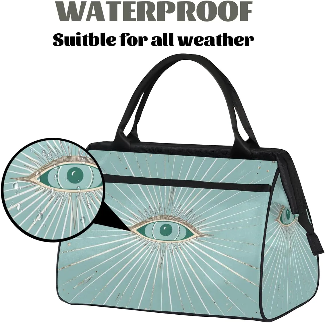 Cyan Abstract Devil Eye Weekender Overnight Bag for Women Waterproof Carry On Travel Duffle Bags with Pocket Lightweight Sports Gym Tote Bag Large Luggage Workout Personal Item Hospital Bags