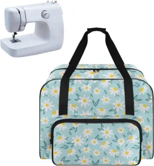 Daisy Blue Butterflies Sewing Machine Case, Universal Travel Bag，Lightweight Dustproof Compatible for Most Standard Sewing Machines