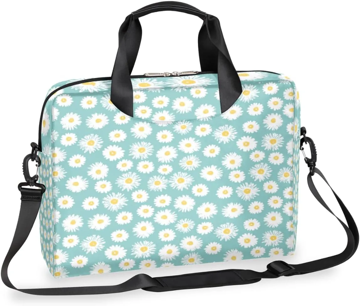 Daisy Naive Blue 16 Inch Laptop Bag Case 15 15.6 Computer Shoulder Messenger Bag Waterproof Laptop Carrying Case with Adjustable Shoulder Strap for Men, Women