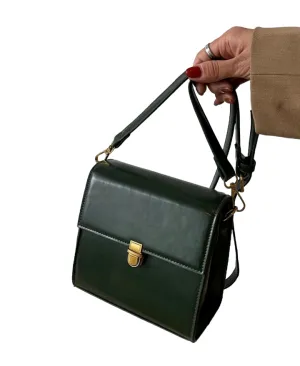Dark Green Mini Stitch Detail Flap Square Bag