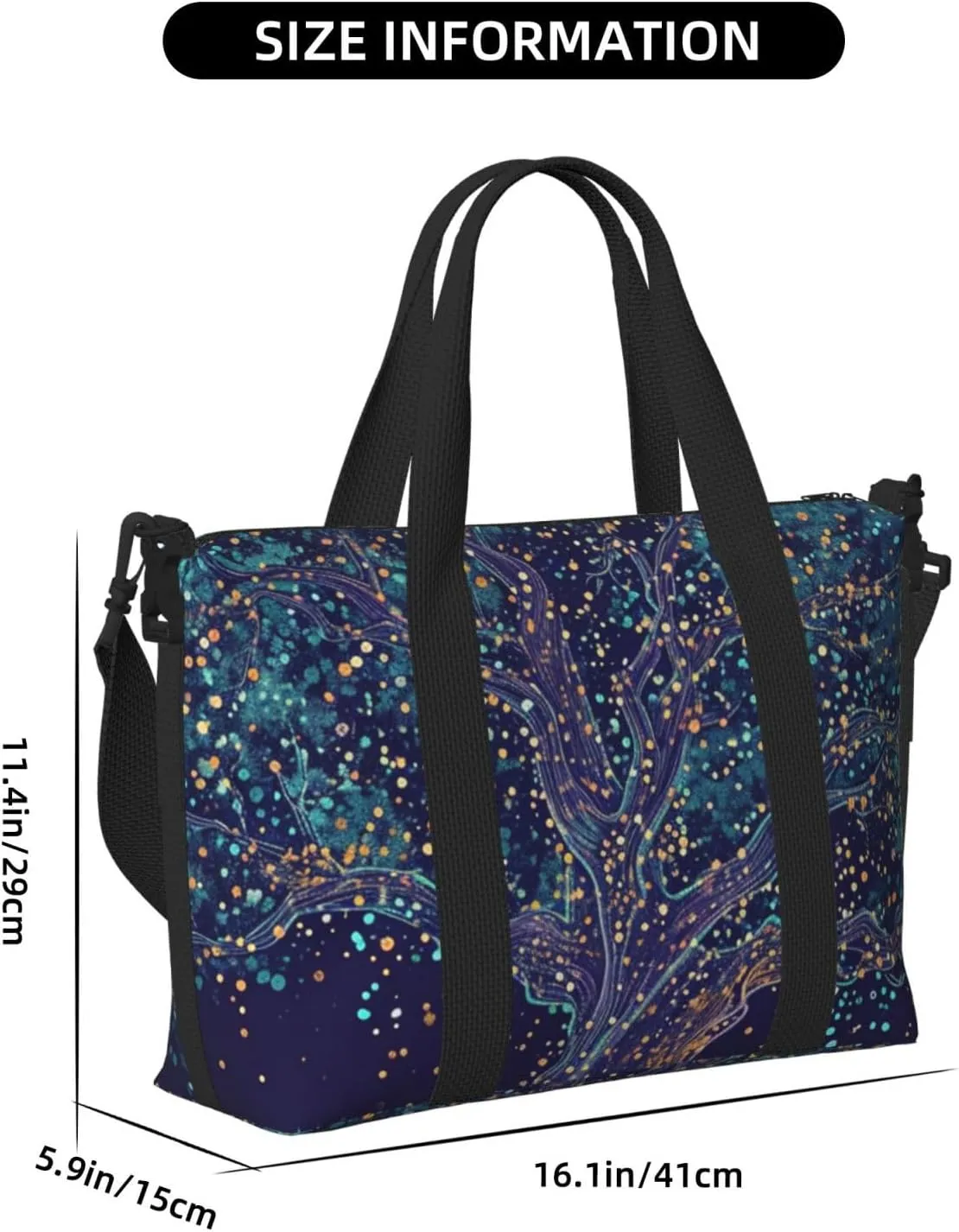 dark tree art print Travel Duffel Bag, Sports Tote Gym Bag, Swim Pool Bag Large Shoulder Tote Bag for Beach Weekender