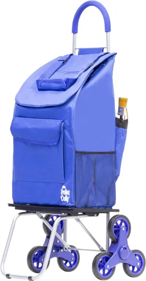 dbest products Stair Climber Bigger Trolley Dolly, Blue Shopping Grocery Foldable Cart Condo Apartment