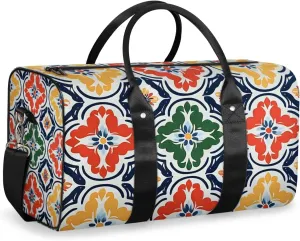 Decorative Pattern Travel Duffle Bag for Women Men Gym Duffel Foldable Bag Waterproof Weekender Tribe Geometrical Duffle Tote