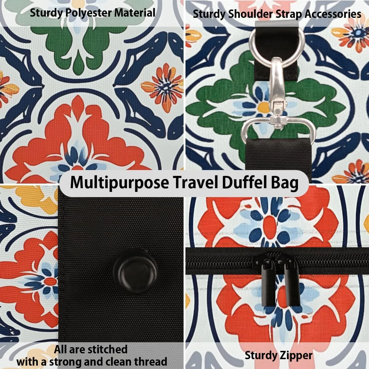 Decorative Pattern Travel Duffle Bag for Women Men Gym Duffel Foldable Bag Waterproof Weekender Tribe Geometrical Duffle Tote