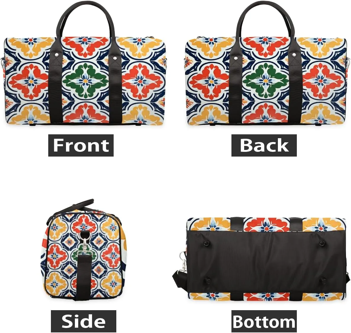 Decorative Pattern Travel Duffle Bag for Women Men Gym Duffel Foldable Bag Waterproof Weekender Tribe Geometrical Duffle Tote