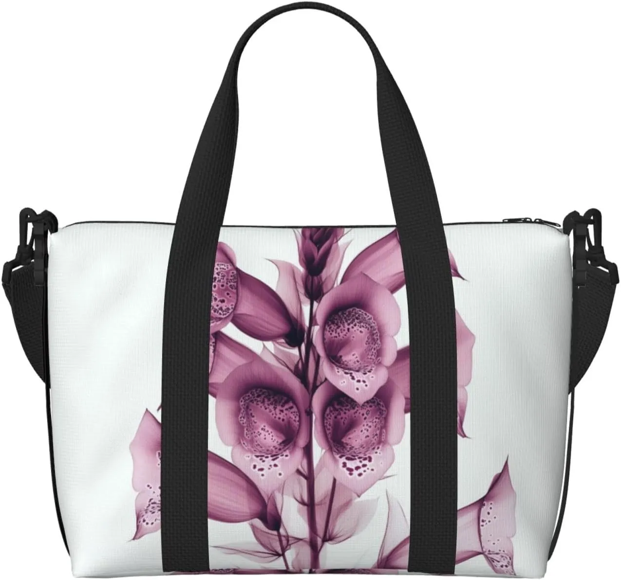 deep maroon foxglove spike print Travel Duffel Bag, Sports Tote Gym Bag, Swim Pool Bag Large Shoulder Tote Bag for Beach Weekender
