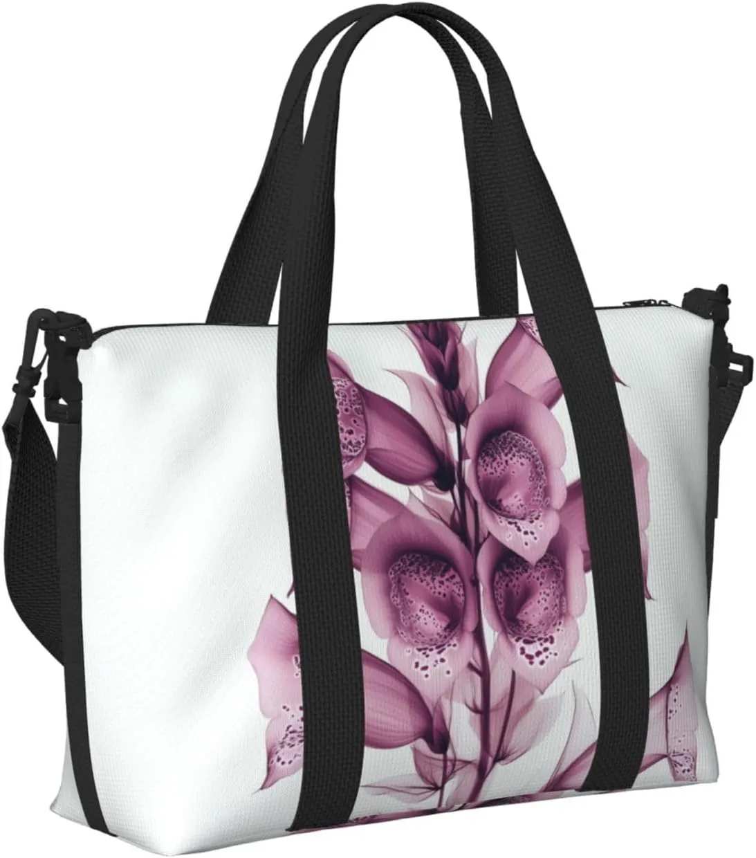 deep maroon foxglove spike print Travel Duffel Bag, Sports Tote Gym Bag, Swim Pool Bag Large Shoulder Tote Bag for Beach Weekender