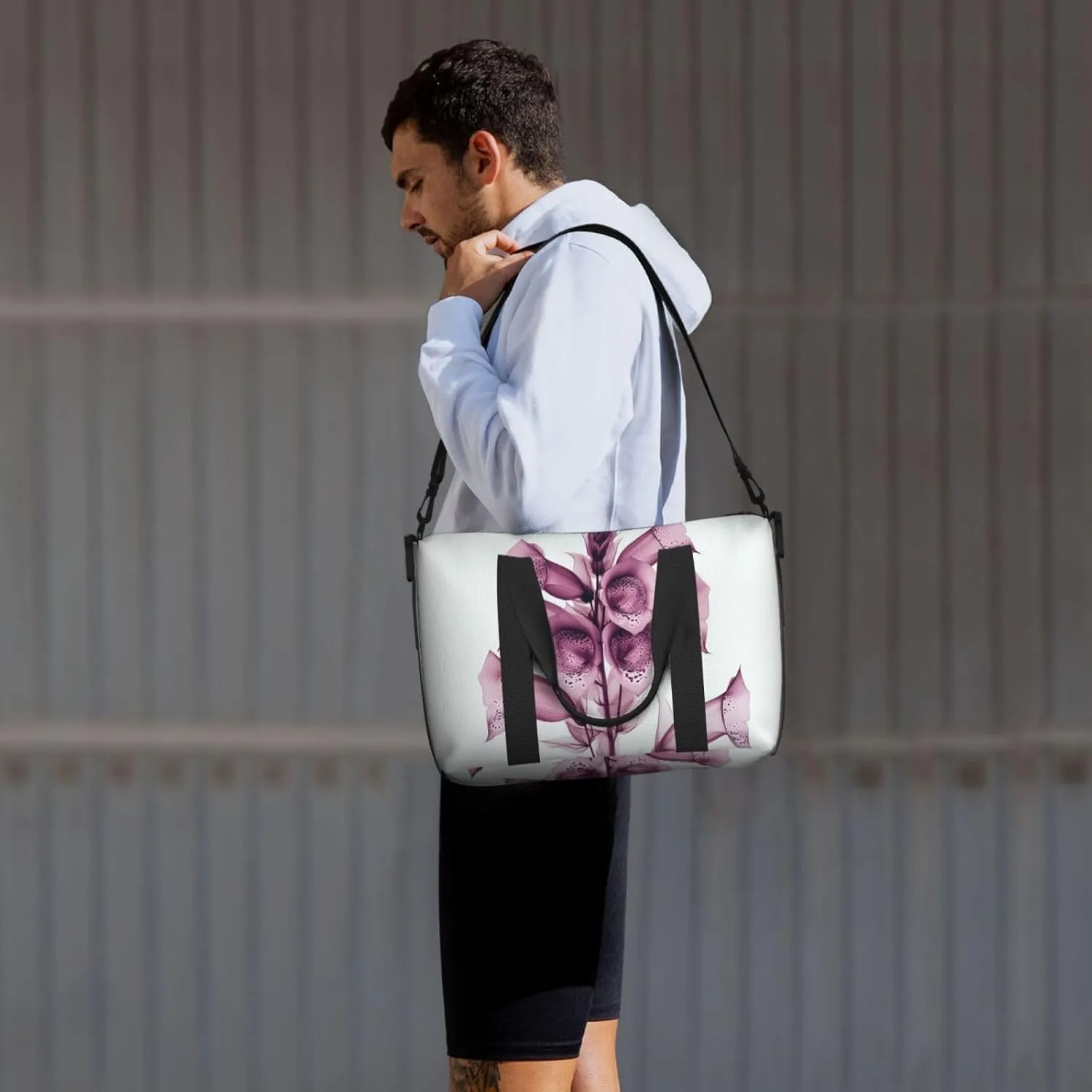 deep maroon foxglove spike print Travel Duffel Bag, Sports Tote Gym Bag, Swim Pool Bag Large Shoulder Tote Bag for Beach Weekender