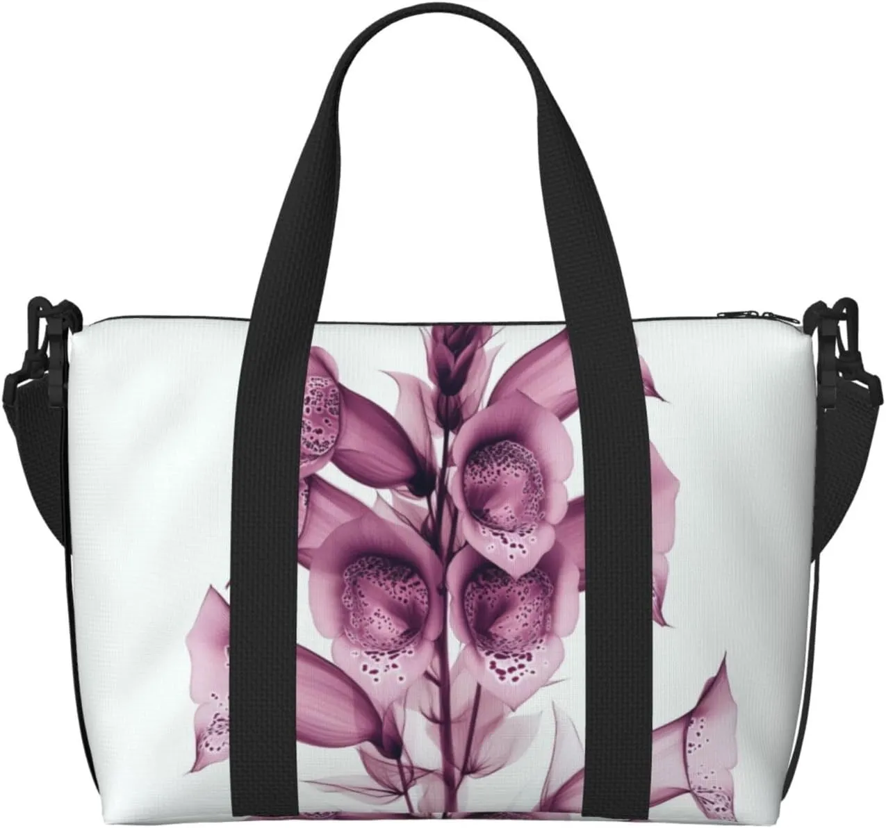 deep maroon foxglove spike print Travel Duffel Bag, Sports Tote Gym Bag, Swim Pool Bag Large Shoulder Tote Bag for Beach Weekender