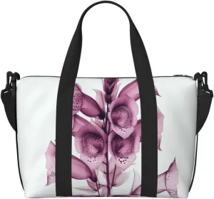 deep maroon foxglove spike print Travel Duffel Bag, Sports Tote Gym Bag, Swim Pool Bag Large Shoulder Tote Bag for Beach Weekender