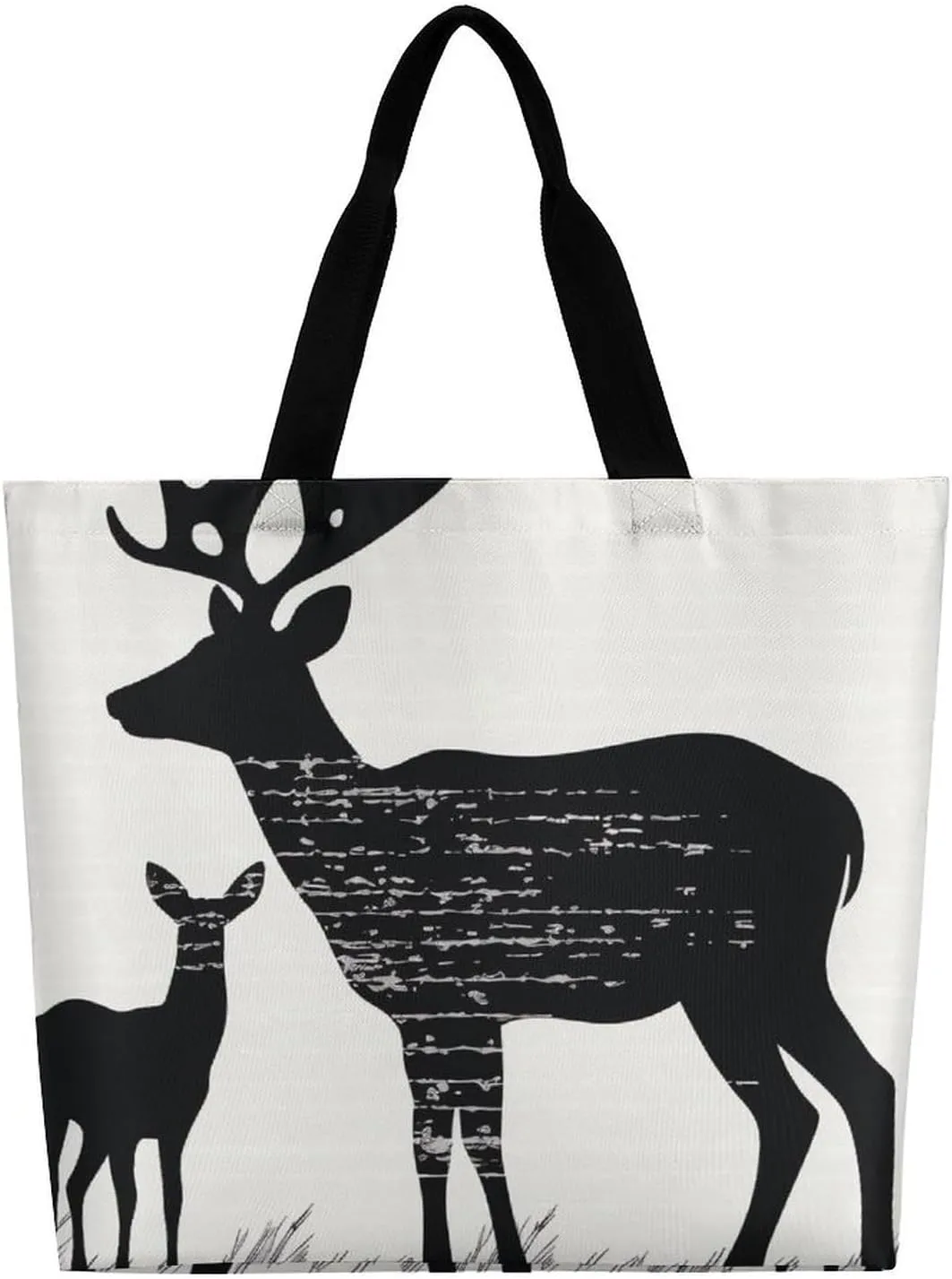 Deer Tote Bag Large Women Casual Shoulder Bag Reusable Grocery Bag Fasion Handbag for Office Shopping Travel