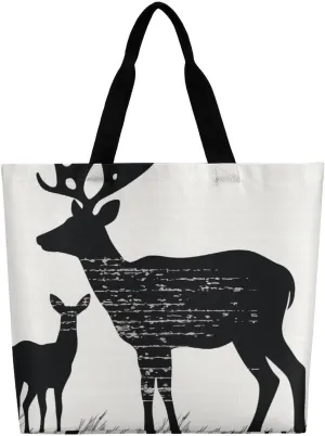 Deer Tote Bag Large Women Casual Shoulder Bag Reusable Grocery Bag Fasion Handbag for Office Shopping Travel
