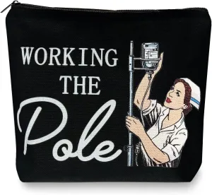 Degpum Working The Pole Nurse Makeup Bag,ER Emergency Room ICU Nurse Gift for Women,Nurse Accessories for Work,Nurse Graduation Gift,Nurse Tote Bag RN Nursing Bag for Work