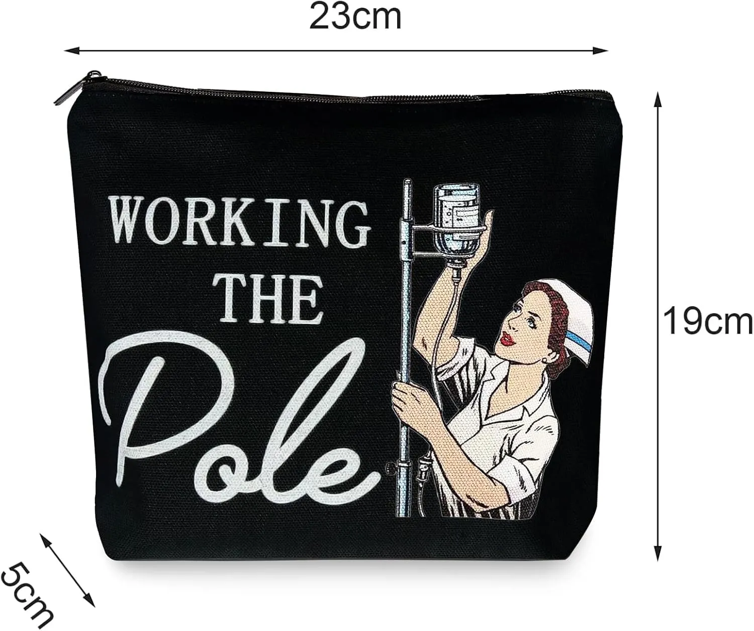 Degpum Working The Pole Nurse Makeup Bag,ER Emergency Room ICU Nurse Gift for Women,Nurse Accessories for Work,Nurse Graduation Gift,Nurse Tote Bag RN Nursing Bag for Work