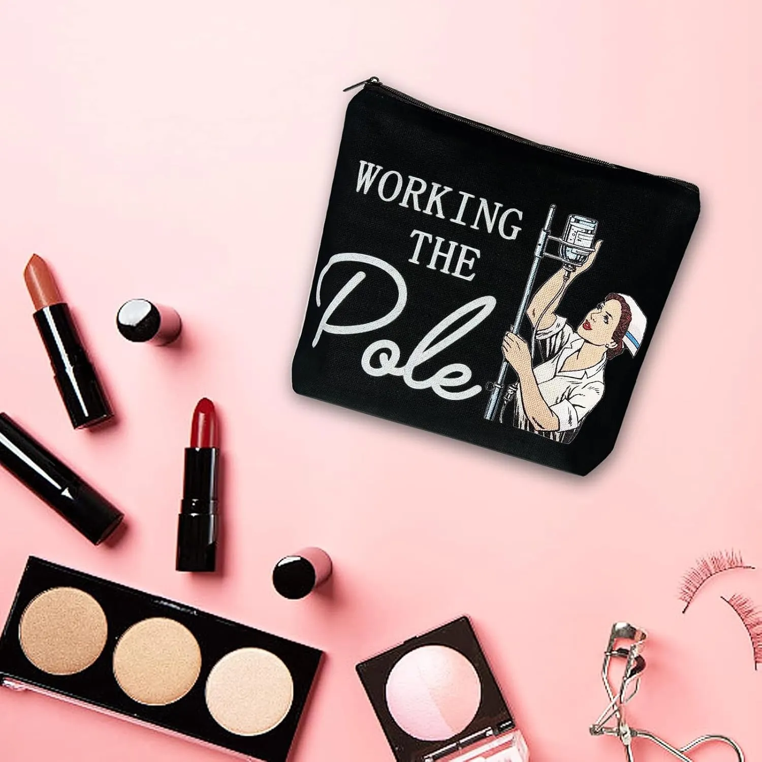 Degpum Working The Pole Nurse Makeup Bag,ER Emergency Room ICU Nurse Gift for Women,Nurse Accessories for Work,Nurse Graduation Gift,Nurse Tote Bag RN Nursing Bag for Work