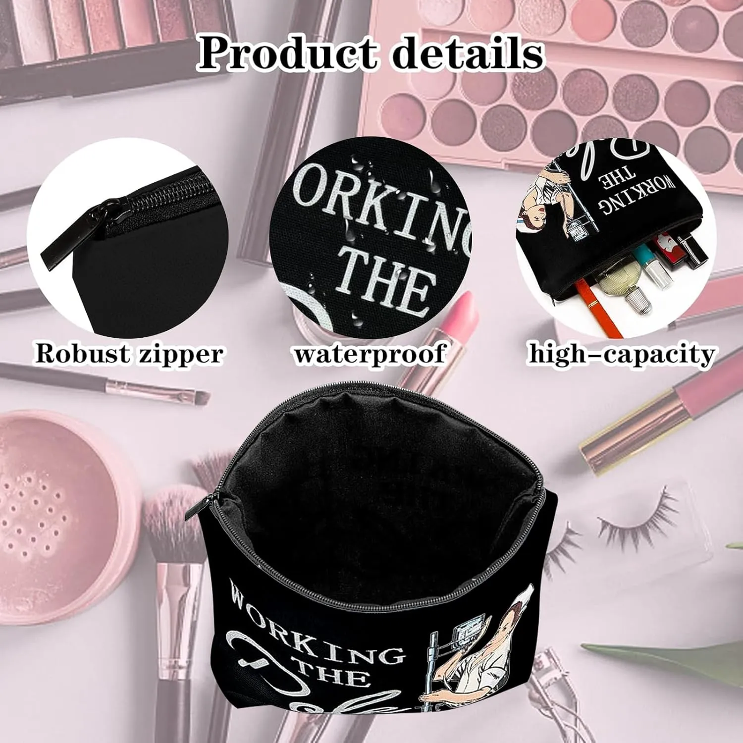 Degpum Working The Pole Nurse Makeup Bag,ER Emergency Room ICU Nurse Gift for Women,Nurse Accessories for Work,Nurse Graduation Gift,Nurse Tote Bag RN Nursing Bag for Work