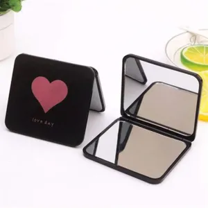 Desktop Makeup Mirror Beauty Mirror 1Pc Mini Square Portable Double-Sided Vanity Mirror Cosmetic Mirror Makeup Vanity Foldable Pocket Compact Mirror Home Vanity Mirror