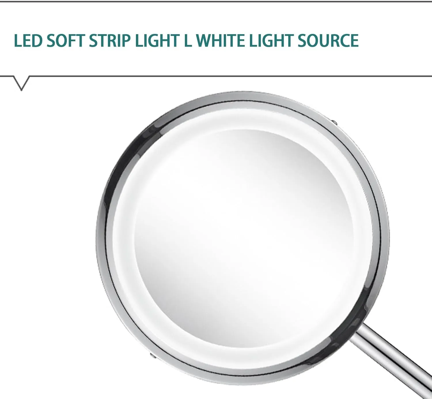 Desktop Makeup Mirror LED Single Sided Desktop Beauty Mirror Household Magnifying Mirror (White Light),Chrome,5X