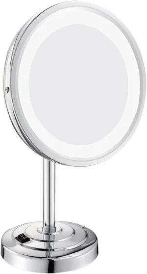 Desktop Makeup Mirror LED Single Sided Desktop Beauty Mirror Household Magnifying Mirror (White Light),Chrome,5X